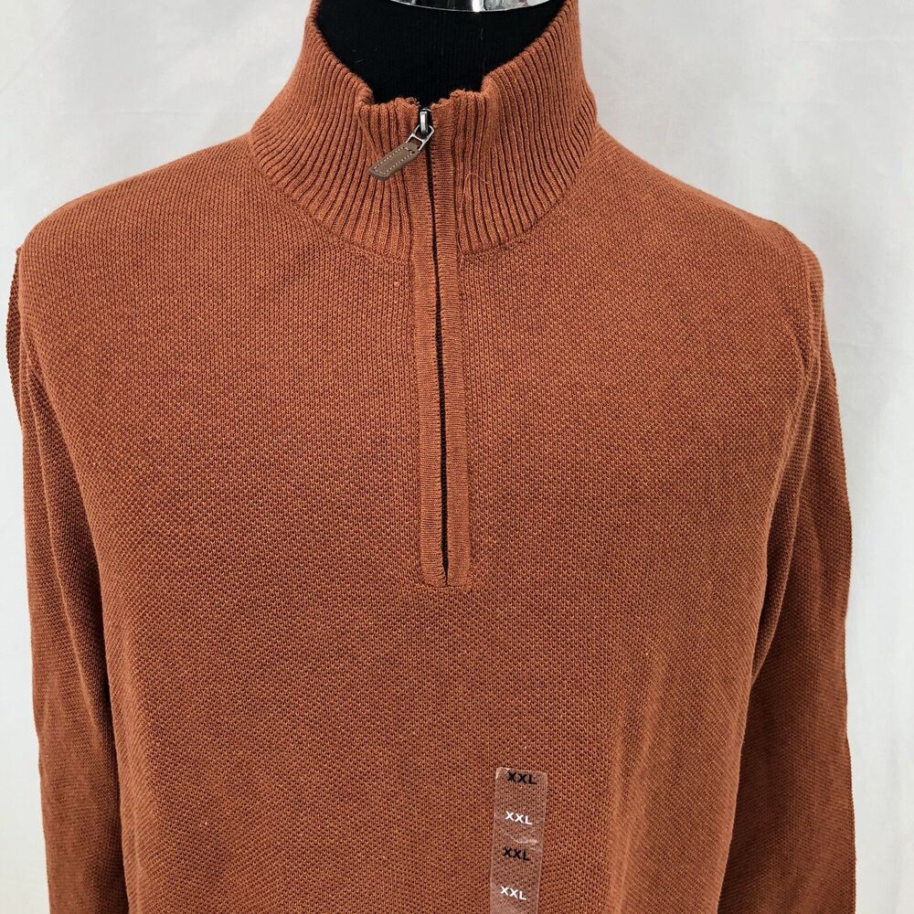 Club Room 1/4-Zip Royal Orange Textured Pullover Sweater 100122722MN XXL NWT